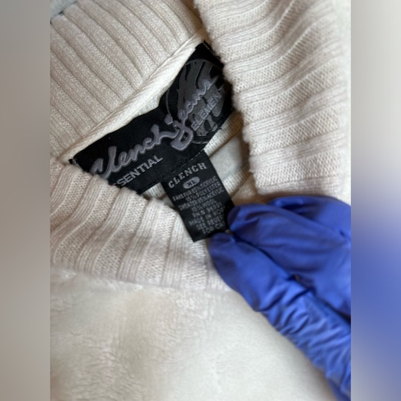 Vtg clench jeans element off white faux fur front sweater X-Large 90s hip hop - Picture 8 of 10